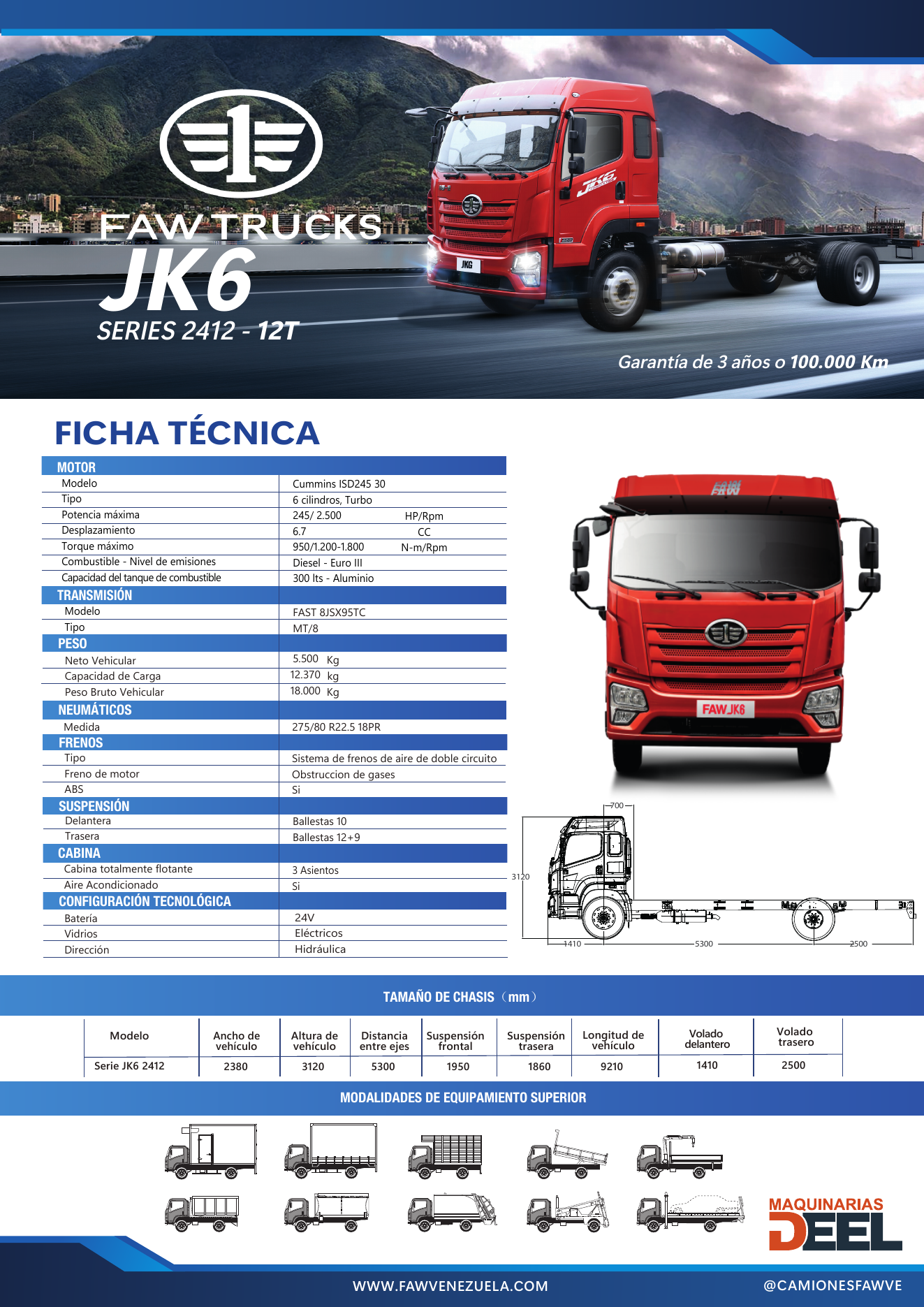 Ficha Técnica Oficial FAW TRUCKS JK6