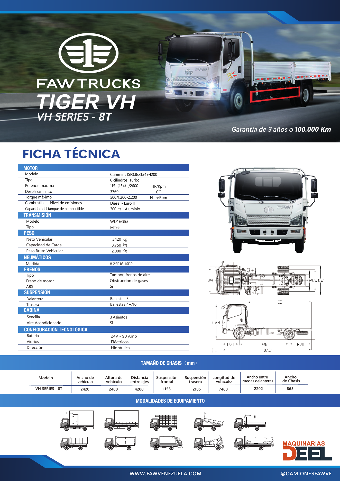Ficha Técnica Oficial FAW TRUCKS TIGER VH (8T)