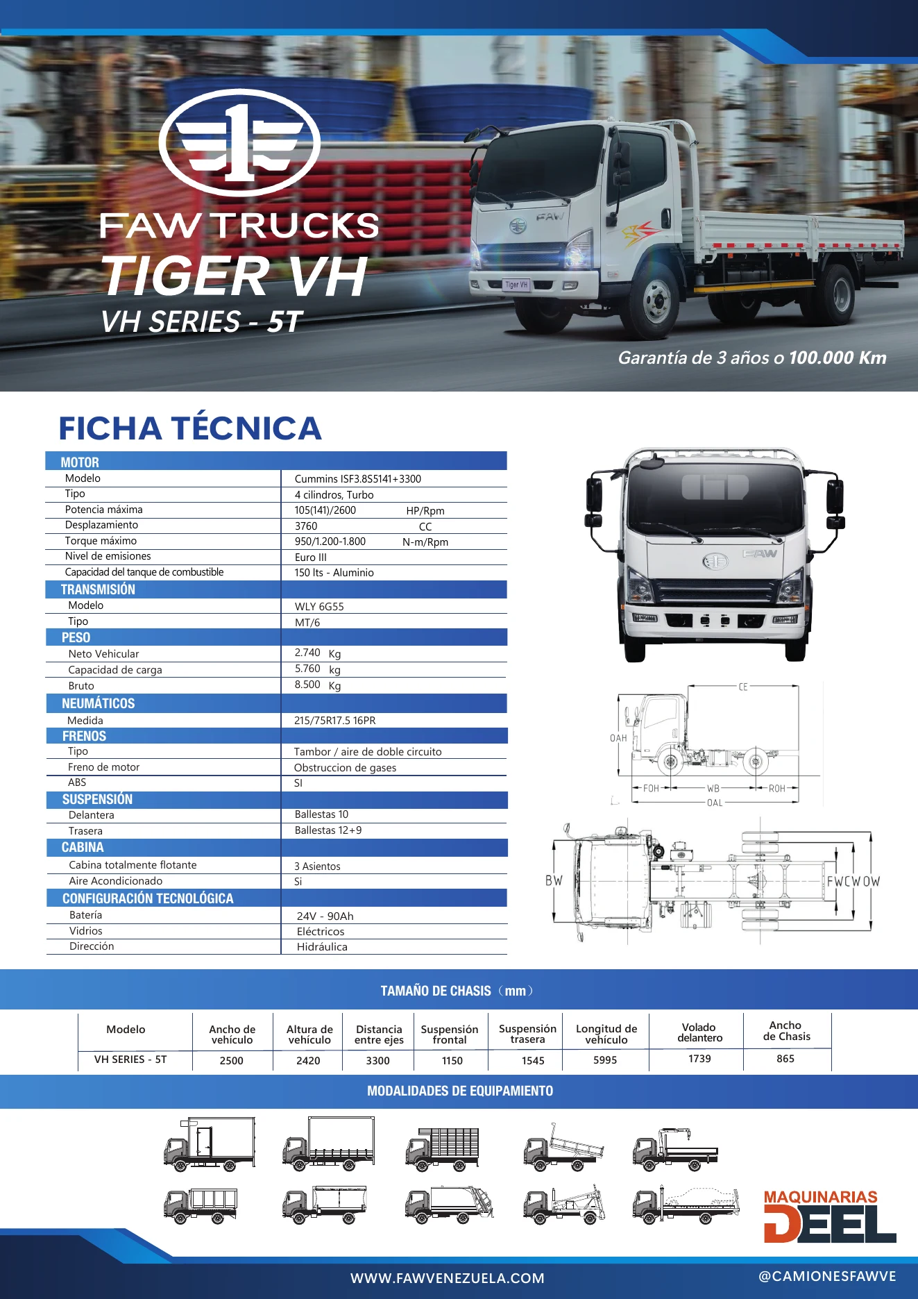 Ficha Técnica Oficial FAW TRUCKS TIGER VH (5T)