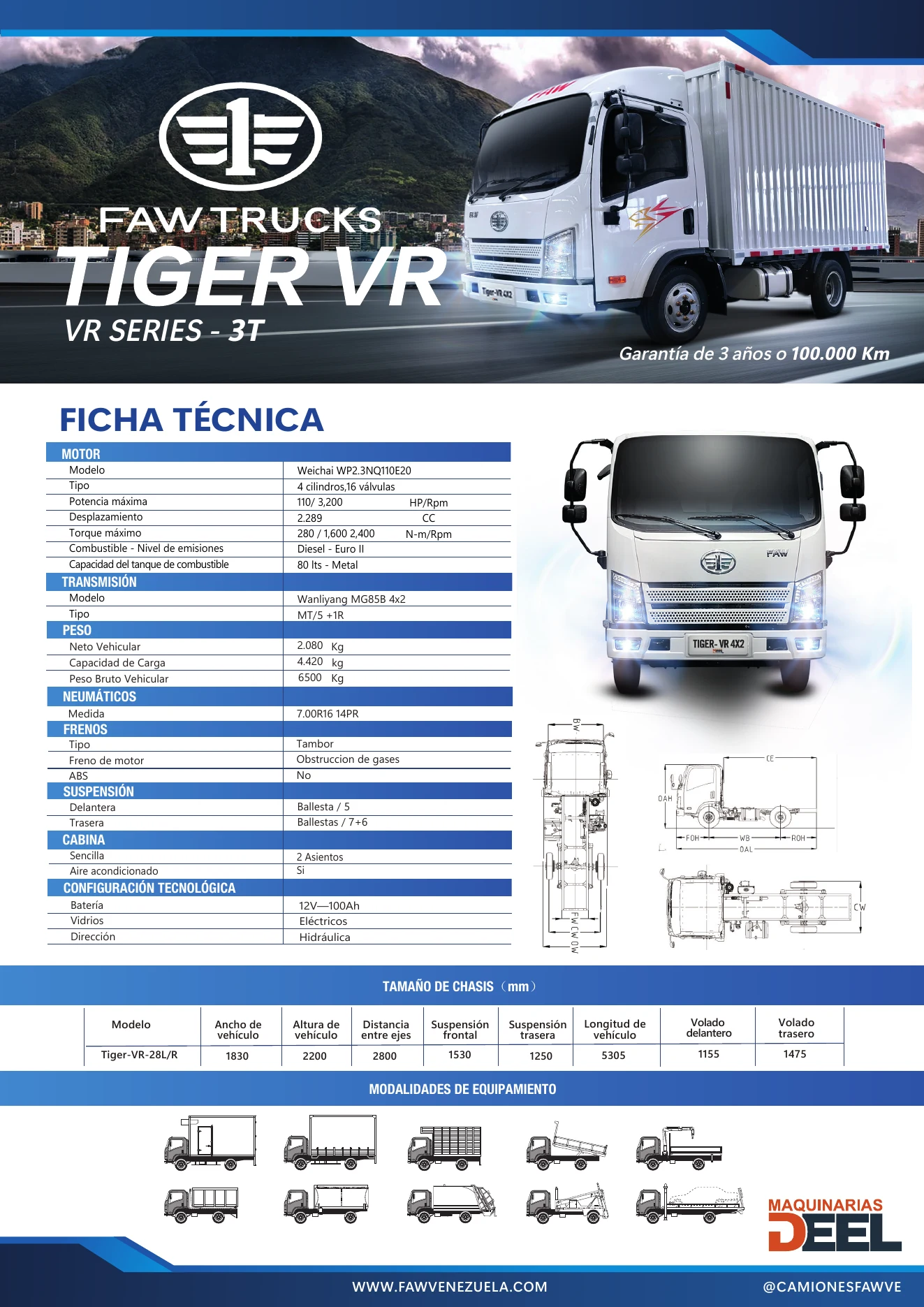Ficha Técnica Oficial FAW TRUCKS TIGER VR (3T)